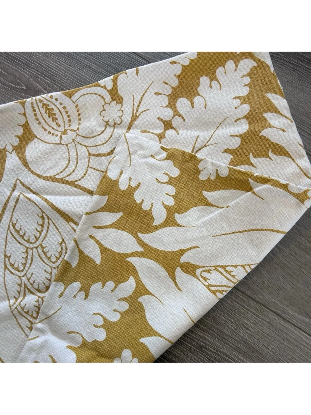 Pottery Barn Damask Mustard yellow cotton Floral pillow cover 24